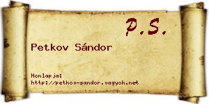Petkov Sándor névjegykártya