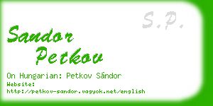 sandor petkov business card