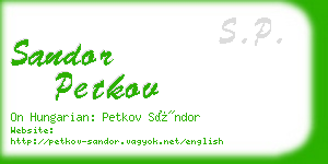 sandor petkov business card